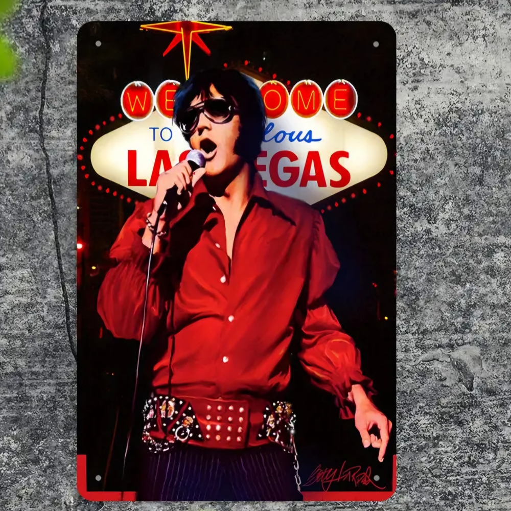 Red Elvis Presley Aluminum Tin Decorative Sign